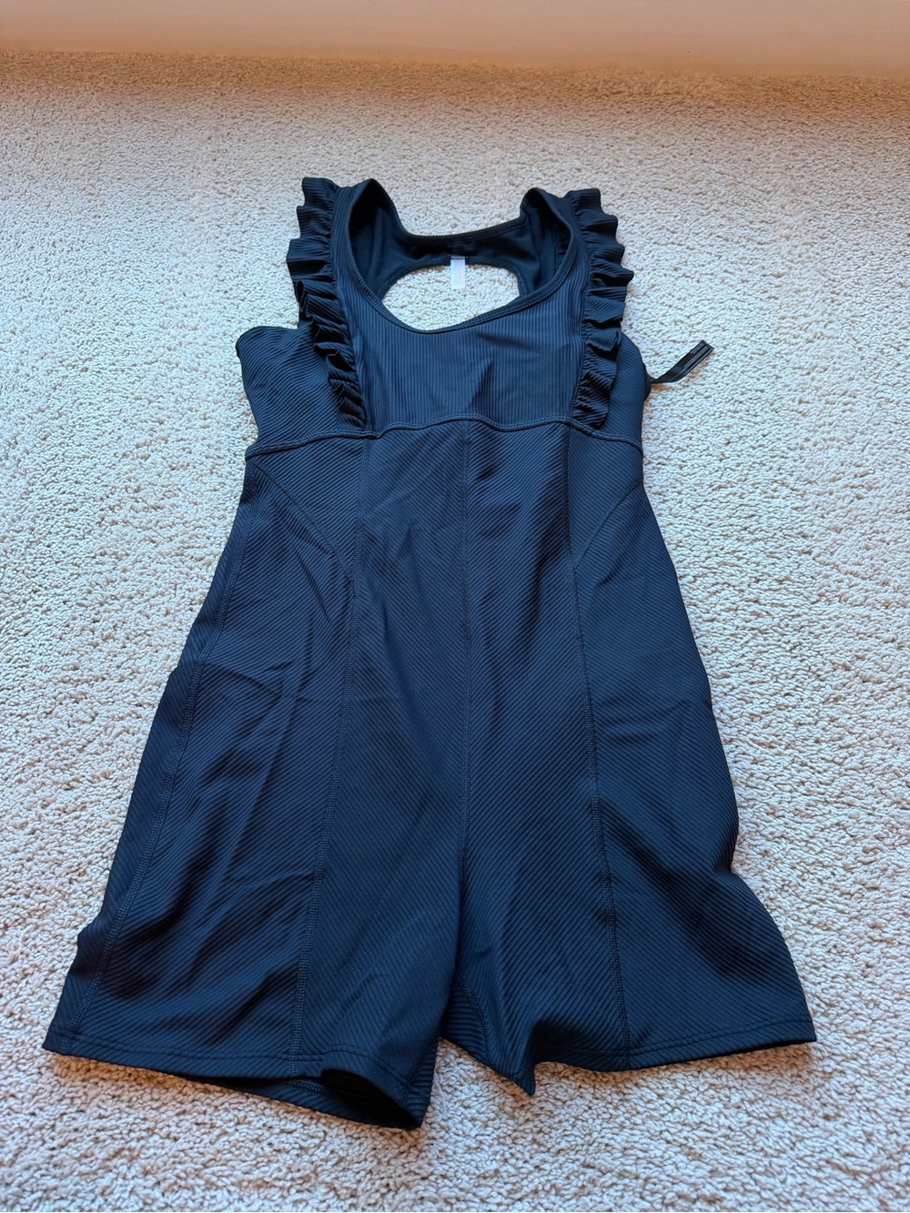 FP Movement by Free People Women's Black Ruffle Me up Shortsie Romper - Picture 3 of 5
